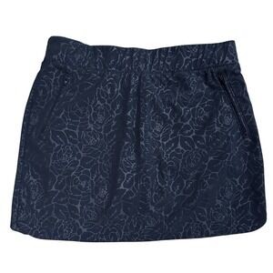 Orvis Travel Skort Large Black Rose Embossed Print Mesh Inner Short Pull On